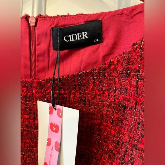 CIDER Red Tweed Fit & Flare Mini Dress 0XL NWT - Picture 2 of 11